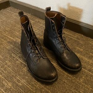 Fyre Veronica Flex Combat Boots Women 10 B Lace Up Black Soft Tumbled Leather